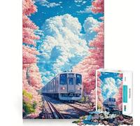 Puzzle da 1000 pezzi per ragazzi Treno tra i ciliegi in fiore, Taglio netto, Gioco cognitivo divertente, Gioco per il tempo libero, Decorazione natalizia per la casa (38x26cm)