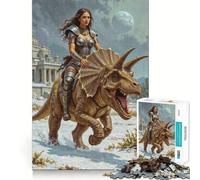 Puzzle da 1000 pezzi per ragazzi, Triceratopo cavaliere, decorazione per incastri precisi, gioco per esercizi mentali, gioco per il tempo libero, regalo di Natale divertente (38x26cm)