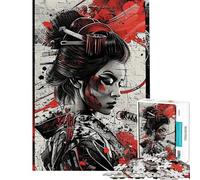 Puzzle da 1000 pezzi per ragazzi trio di geisha e samurai puzzle artistico per ragazzi migliora la memoria lista dei desideri con Babbo Natale ottimo regalo per i giocatori 38x26cm