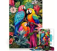 Puzzle da 1000 pezzi per ragazzi, trio di pappagalli tropicali, bordi precisi, gioco divertente e rilassante per allenare la mente, regalo di compleanno (50x75cm)