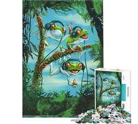 Puzzle da 1000 pezzi per ragazzi Trio di rane arboricole rilassanti Puzzle per adulti Giochi per famiglie Decorazione per la casa Compleanno e regali unici (Dimensioni 50x75cm)