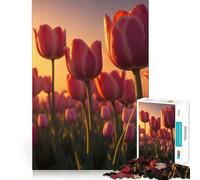 Puzzle da 1000 pezzi per ragazzi tulipani, alba, atmosfera, ritagli precisi, gioco cognitivo, regalo, momento di gioco tranquillo, decorazione natalizia (38x52cm)