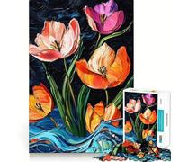 Puzzle da 1000 pezzi per ragazzi, tulipani blu, taglio preciso, arte, concentrazione, gioco divertente, relax, regalo di compleanno (38x52cm)