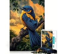 Puzzle da 1000 pezzi per ragazzi,uccellino blu e giallo su un ramo,disegno con tagli precisi,gioco per allenare la mente,momento di relax,divertimento per il compleanno 38x26cm