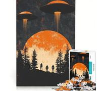 Puzzle da 1000 pezzi per ragazzi: UFO sopra la foresta gioco educativo allena la mente e la manualità regalo per amici e familiari 50x75cm