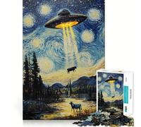 Puzzle da 1000 pezzi per ragazzi, UFO sopra una notte stellata, ritagli precisi, gioco cognitivo divertente, gioco per il tempo libero, decorazione natalizia per la casa (38x52cm)