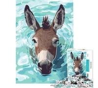Puzzle da 1000 pezzi per ragazzi un asino che nuota in acqua blu Gioco per famiglie sfida per l'intelligenza giocattolo coinvolgente regalo per il Secret Santa migliora la memoria (dimensioni 38x52cm)