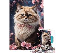 Puzzle da 1000 pezzi per ragazzi: Un gattino curioso in rosa Sfida educativa Giochi rilassanti per le vacanze a casa per ragazzi dai 14 anni in su 38x52cm