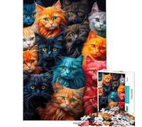 Puzzle da 1000 pezzi per ragazzi "Un gruppo di gatti" gioco antistress analisi e logica stimolante da completare (dimensioni 38x26cm)