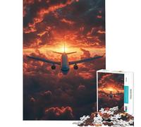 Puzzle da 1000 pezzi per ragazzi un jet che solca i cieli al tramonto Attività divertenti da fare a casa migliora la memoria giocattolo decorativo da parete per ragazzi dai 14 anni in su (38x52cm)