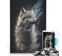 Puzzle da 1000 pezzi per ragazzi "Un lupo nel vento sabbioso", giochi educativi, corsa a tempo, collezione d'artista, belle arti 38x26cm