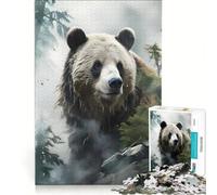 Puzzle da 1000 pezzi per ragazzi, "Un orso che si chiede cosa succederà", giochi rilassanti, decorazioni per la casa, adatti per la scrivania 38x26cm