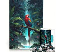 Puzzle da 1000 pezzi per ragazzi: un vivace pappagallo in una lussureggiante giungla gioco educativo allena la mente e la manualità regalo per amici e familiari 38x52cm