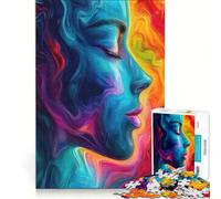 Puzzle da 1000 pezzi per ragazzi: un volto su uno sfondo colorato, gioco pratico, per divertimento in famiglia, adatto come decorazione da scrivania 38x26cm