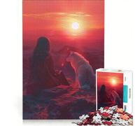 Puzzle da 1000 pezzi per ragazzi Una donna con il suo lupo, gioco impossibile, attività divertenti da fare in casa, compleanno e Natale 50x75cm