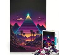 Puzzle da 1000 pezzi per ragazzi: Una piramide nella sabbia al neon, gioco pratico, per divertimento in famiglia, adatto come decorazione da scrivania 50x75cm