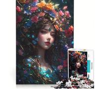 Puzzle da 1000 pezzi per ragazzi "Una ragazza dipinta tra i petali", giochi rilassanti, decorazione artistica per la casa, adatto per la decorazione della scrivania 38x52cm