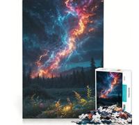 Puzzle da 1000 pezzi per ragazzi: Una tempesta infuria sopra una vegetazione lussureggiante Gioco pratico, per divertimento in famiglia, adatto come decorazione da scrivania 38x52cm