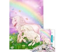 Puzzle da 1000 pezzi per ragazzi unicorno arcobaleno con cucciolo gioco intellettuale educativo antistress regalo di compleanno (dimensioni 38x52cm)