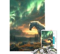 Puzzle da 1000 pezzi per ragazzi unicorno aurora boreale giocattolo educativo rompicapo per tutta la famiglia regalo per compleanni (dimensioni 38x26cm)