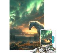 Puzzle da 1000 pezzi per ragazzi unicorno aurora boreale giocattolo educativo rompicapo per tutta la famiglia regalo per compleanni (dimensioni 38x52cm)