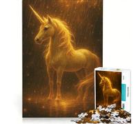 Puzzle da 1000 pezzi per ragazzi: Unicorno dorato sotto una pioggia di luce, gioco rompicapo, difficile e stimolante, ideale come regalo per tutta la famiglia 50x75cm