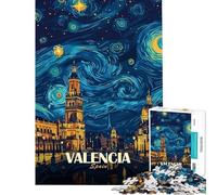 Puzzle da 1000 pezzi per ragazzi Valencia Spagna Notte stellata puzzle artistico per adulti gioco divertente analisi e logica regalo di Natale e compleanno (dimensioni 50x75cm)