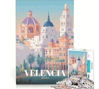 Puzzle da 1000 pezzi per ragazzi Valencia Spagna poster di viaggio giocattolo decorativo da parete stimola la memoria compleanno e Natale 50x75cm