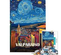 Puzzle da 1000 pezzi per ragazzi Valparaíso Cile Notte stellata arte puzzle per ragazzi giochi rilassanti per divertimento in famiglia aiuta ad allenare il cervello (dimensioni 38x52cm)