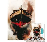 Puzzle da 1000 pezzi per ragazzi "Vecchia nave nella nebbia" sfida educativa ideale per le vacanze a casa per passare il tempo decorazione domestica giocattolo per ragazzi dai 14 anni in su (38x26cm)