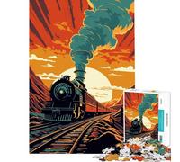 Puzzle da 1000 pezzi per ragazzi vecchio treno aiuta ad allenare il cervello difficile rilassante adatto a partire dai 14 anni (38x52cm)