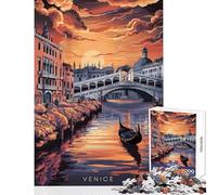 Puzzle da 1000 pezzi per ragazzi Venezia al tramonto gondola Puzzle educativo da 1000 pezzi ottimo regalo per gli amanti del gioco Un'opera d'arte (38x26cm)