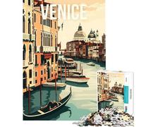 Puzzle da 1000 pezzi per ragazzi Venezia Italia Canale Gondola Viaggio Giocattolo educativo Gioco educativo Modello da assemblare Ottimo regalo per gli amanti dei giochi (dimensioni 38x26cm)
