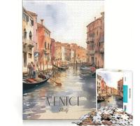 Puzzle da 1000 pezzi per ragazzi Venezia Italia dipinto ad acquerello gioco rilassante decorazione da parete per compleanno Natale 38x52cm