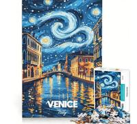 Puzzle da 1000 pezzi per ragazzi Venezia Italia Notte stellata arte gioco fai-da-te antistress intellettuale adatto come decorazione da scrivania 50x75cm