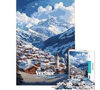 Puzzle da 1000 pezzi per ragazzi Verbier Svizzera Villaggio di montagna Puzzle per adulti Giochi per famiglie Modello da assemblare Regalo di compleanno (Dimensioni 38x26cm)