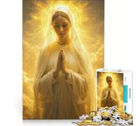 Puzzle da 1000 pezzi per ragazzi Vergine Maria in luce dorata gioco rilassante analisi e logica per migliorare l'amore tra le coppie 38x52cm