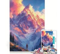 Puzzle da 1000 pezzi per ragazzi: vetta di montagna al tramonto con escursionista decorazione da parete passatempo ideale per le vacanze a casa per rafforzare il legame di coppia 38x52cm