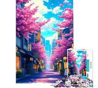Puzzle da 1000 pezzi per ragazzi Via dei ciliegi in fiore sfida educativa ideale per le vacanze a casa per passare il tempo decorazione domestica giocattolo per ragazzi dai 14 anni in su (38x26cm)
