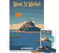 Puzzle da 1000 pezzi per ragazzi Viaggio a Mont Saint-Michel Taglio preciso, arte, concentrazione, gioco divertente, relax, gioco, regalo di compleanno (50x75cm)