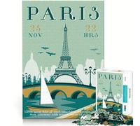 Puzzle da 1000 pezzi per ragazzi, viaggio a Parigi, gioco di incastro, stimolante per la mente, divertente, per il tempo libero, per Natale, per la casa (50x75cm)