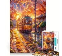 Puzzle da 1000 pezzi per ragazzi "Viaggio autunnale in tram",decorazione con ritagli precisi,gioco cognitivo,giocattolo per il tempo libero,regalo di Natale rilassante (50x75cm)