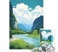 Puzzle da 1000 pezzi per ragazzi viaggio in montagna e fiume gioco interattivo educativo regalo per il Secret Santa ideale per passare il tempo durante le vacanze (dimensioni 75x50cm)