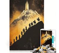 Puzzle da 1000 pezzi per ragazzi: Viaggio in montagna verso una torre gioco fai-da-te migliora la memoria con pezzi di forma casuale completamente ad incastro 38x52cm