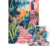 Puzzle da 1000 pezzi per ragazzi vicolo bulgaro dai colori pastello arte minimalista giocattolo educativo gioco pratico per divertimento in famiglia idee regalo (dimensioni 38x26cm)