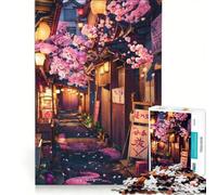 Puzzle da 1000 pezzi per ragazzi, Vicolo dei ciliegi in fiore, gioco rilassante, antistress, compleanno e Natale 50x75cm