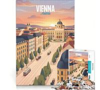 Puzzle da 1000 pezzi per ragazzi, Vienna, Austria, giocattolo educativo, decorazione per la casa, con poster e foglio di curiosità abbinati 38x26cm