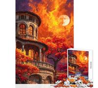Puzzle da 1000 pezzi per ragazzi villa italiana al tramonto con la luna Gioco pratico sfida impegnativa giocattolo educativo Ogni pezzo è unico - (38x26cm)
