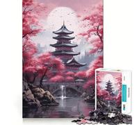 Puzzle da 1000 pezzi per ragazzi,Villaggio dei ciliegi in fiore,gioco di incastro divertente e stimolante per la mente,ideale come regalo di compleanno (38x52cm)