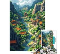 Puzzle da 1000 pezzi per ragazzi villaggio di montagna con fiume puzzle fai-da-te per ragazzi ideale per le vacanze a casa e per passare il tempo insieme interattivo genitore-figlio (50x75cm)